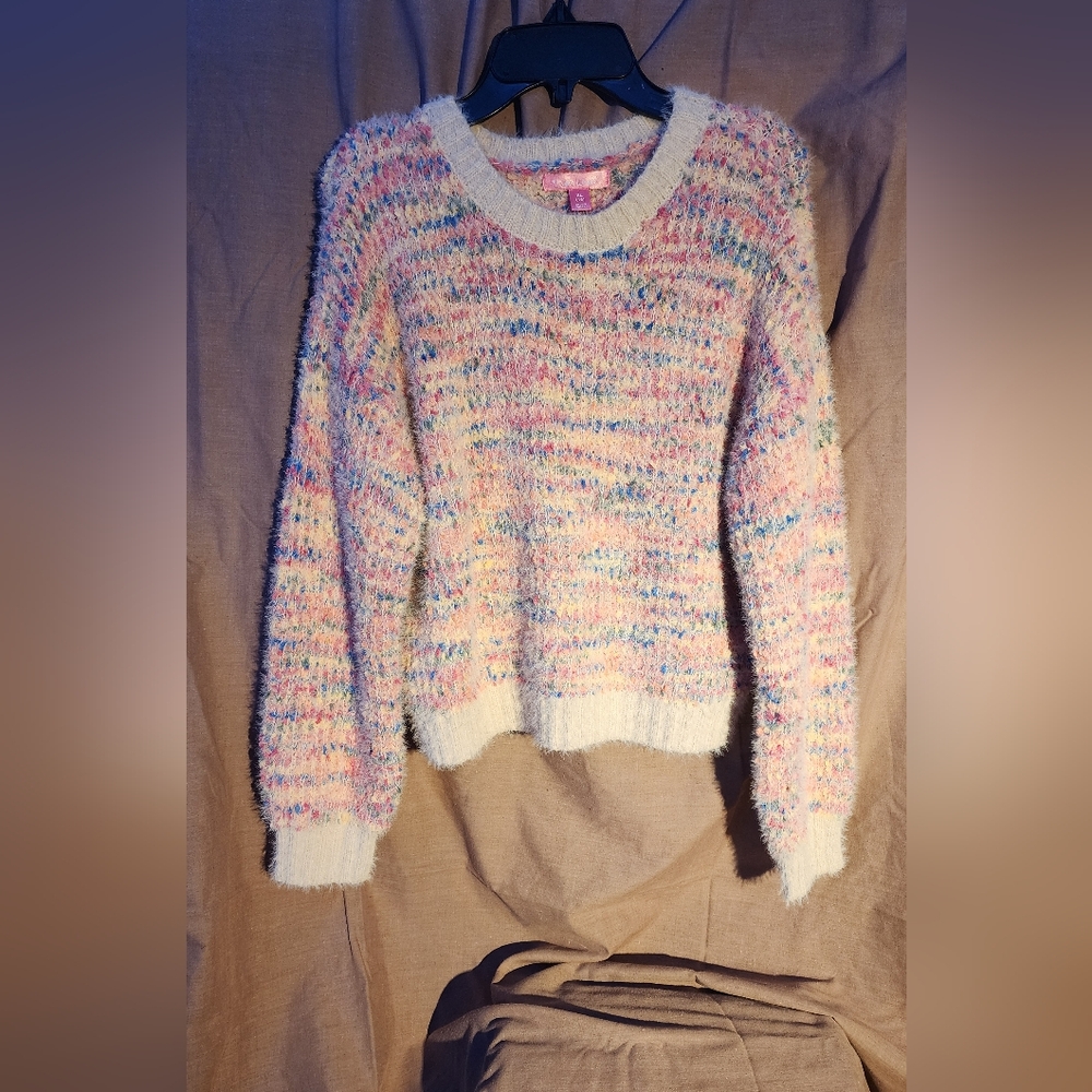 Say What? Girls multi colored crewneck pullover sweater